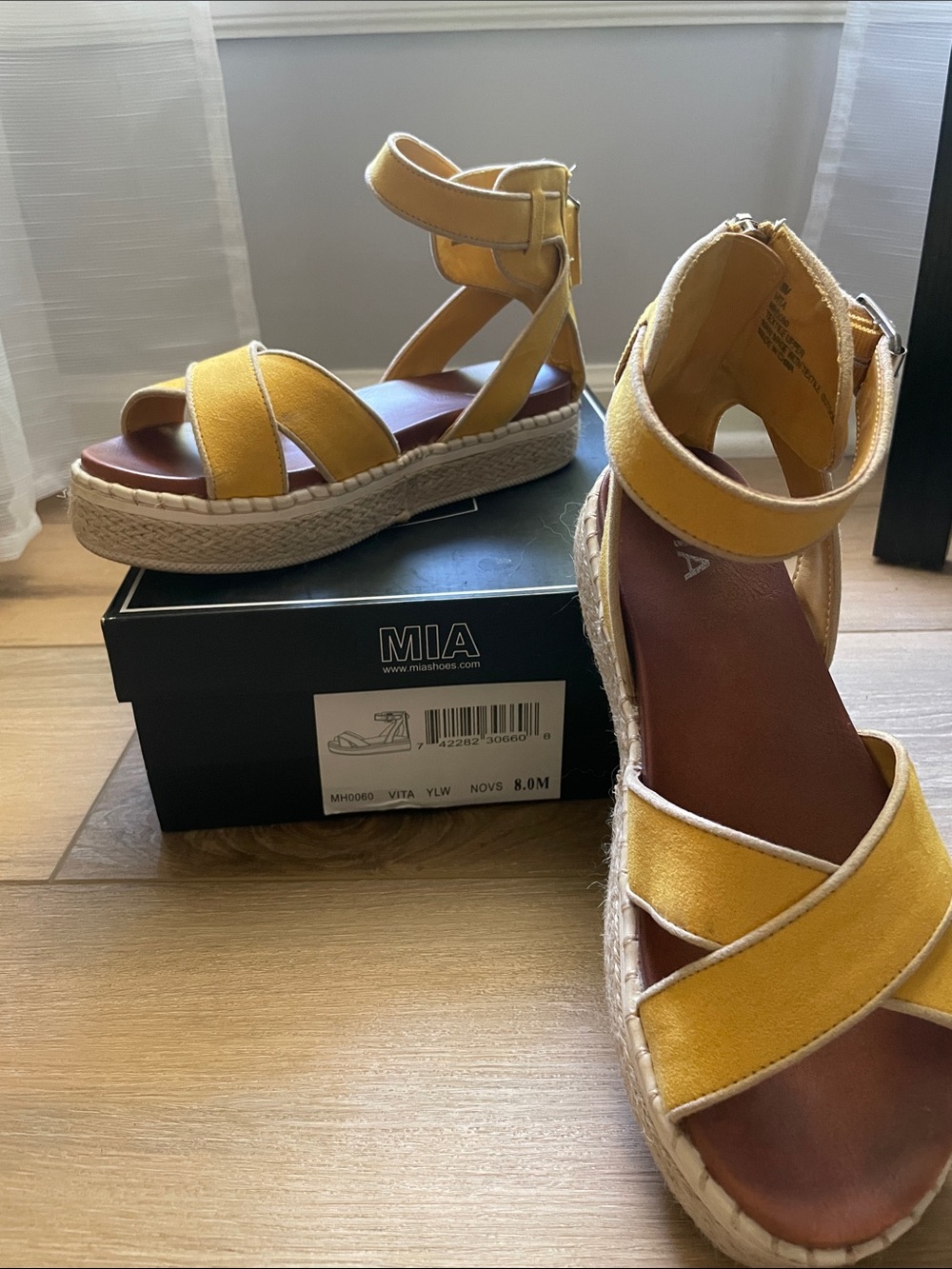 MIA Yellow Espadrille Vita Platform Sandal with Ankle Strap - Picture 6 of 6